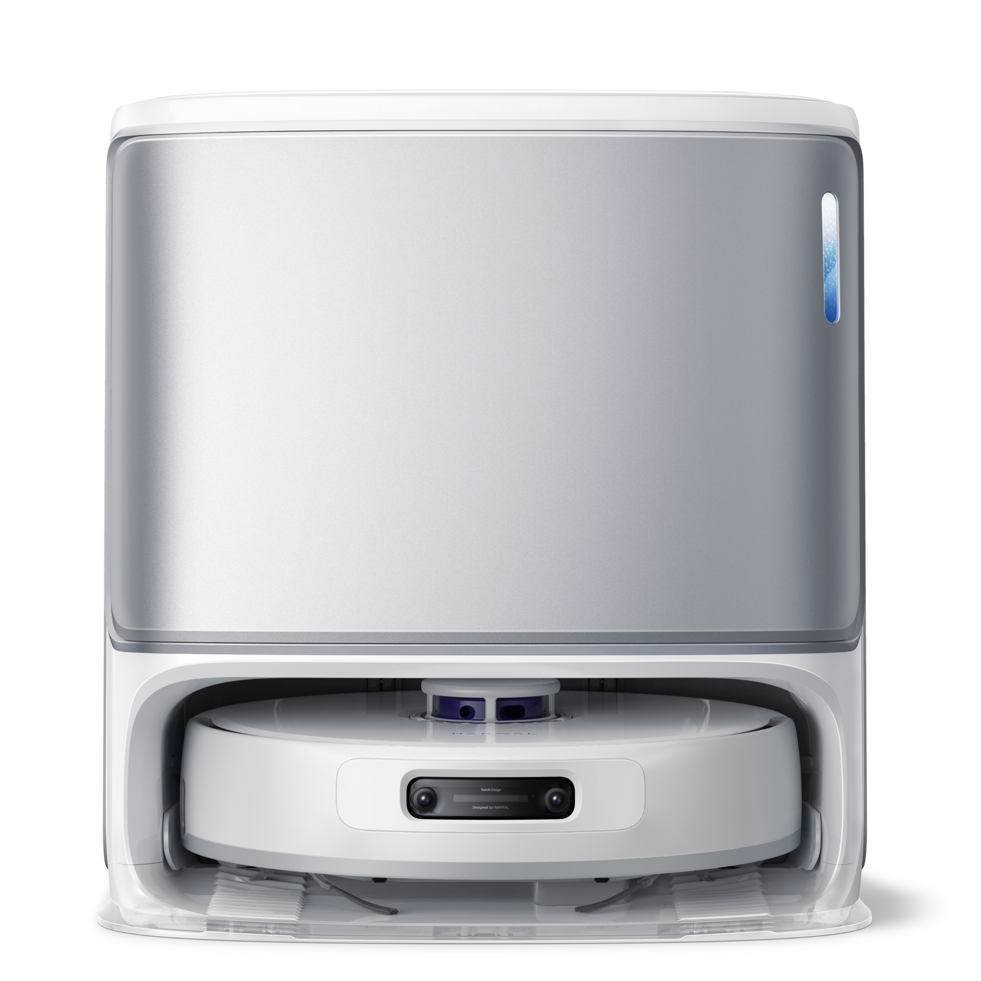 This is a galaxy-sliver Narwal Freo Z Ultra robot vacuum. 