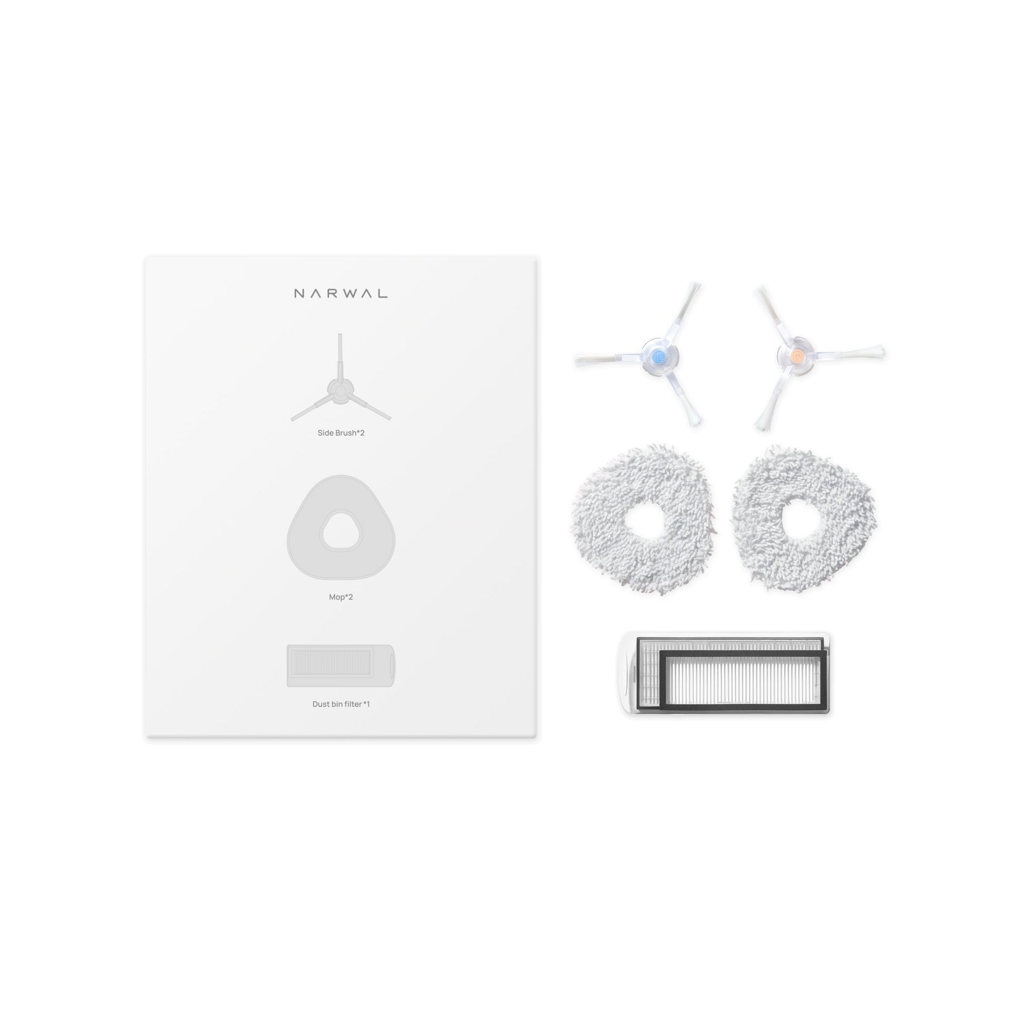 Accessories Set, Side Brushes, Washable Filters and Mopping Pads for T10